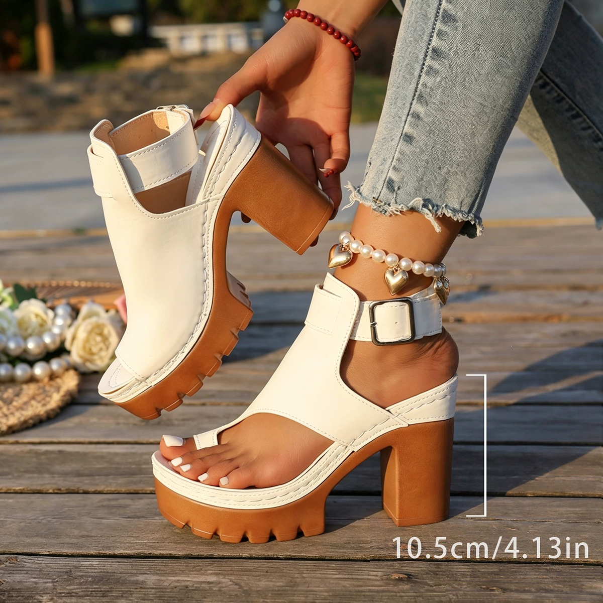 Casual Summer Open-Toe Chunky Heel Shoes