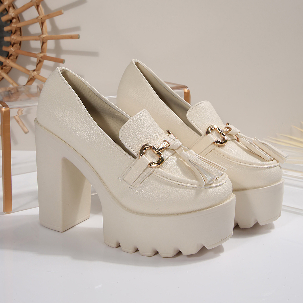 Tassel metal embellished high heels