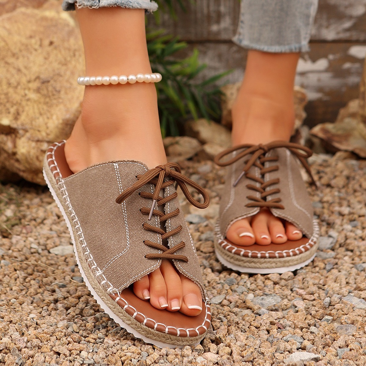 Roman-style lace-up shoes