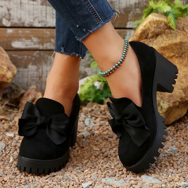 Women's High-Heeled Shoes with Bow Tie