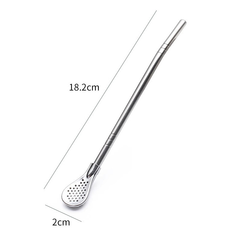 Stainless steel milk tea stirring filter extended straw spoon