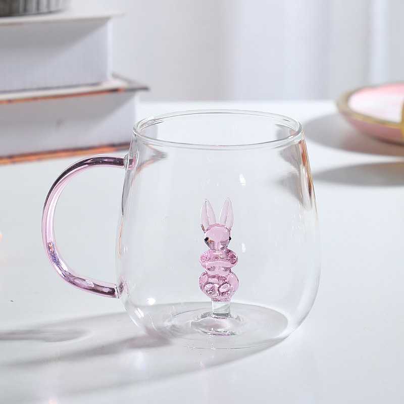 Cartoon animal cup high borosilicate glass household cup