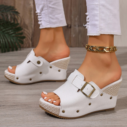 Wedge heel studded women's shoes