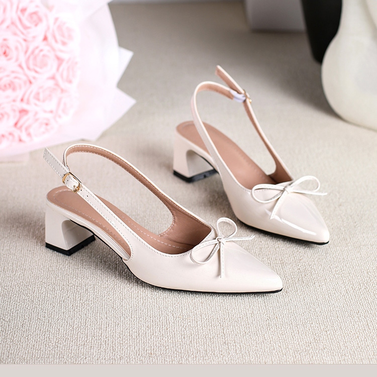 Pointed-toe chunky heel women's shoes
