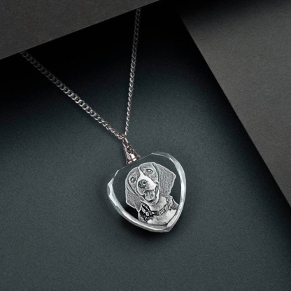Laser engraved personalized portrait necklace