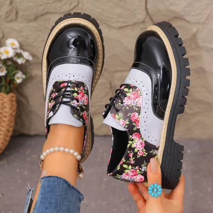 Chunky heel floral loafers