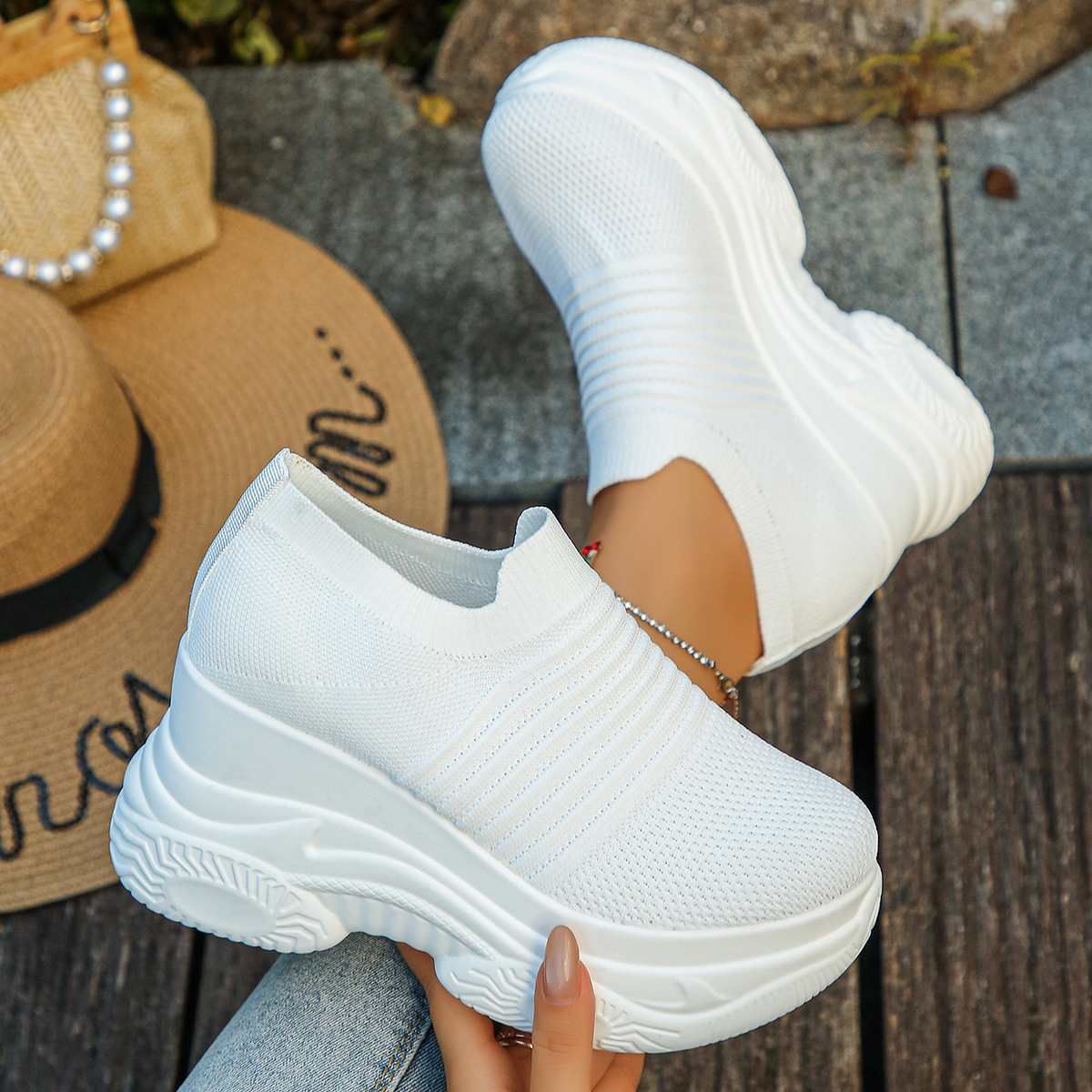 Knitted Platform Casual Shoes