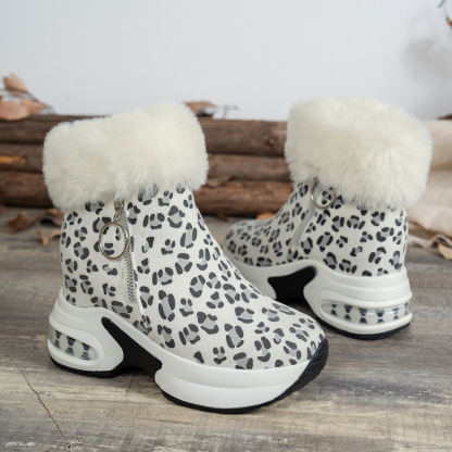 Platform Wedge Heel Snow Boots with Fleece Lining