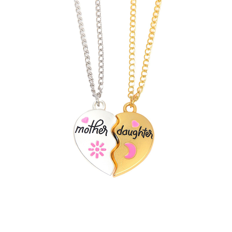 Fashionable Heart Splicing Parent-child Necklace
