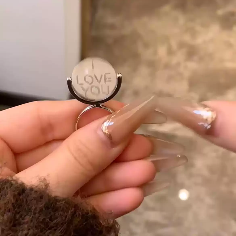 Rotatable I LOVE YOU necklace and ring