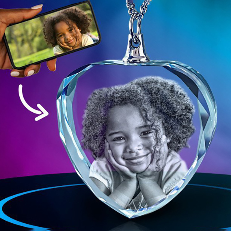 Laser engraved personalized portrait necklace