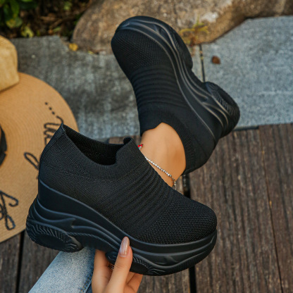 Knitted Platform Casual Shoes