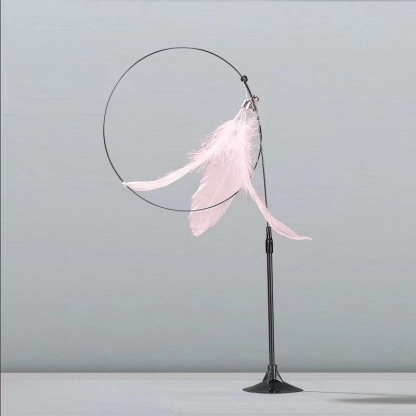 Suction cup steel wire long pole feather cat teaser