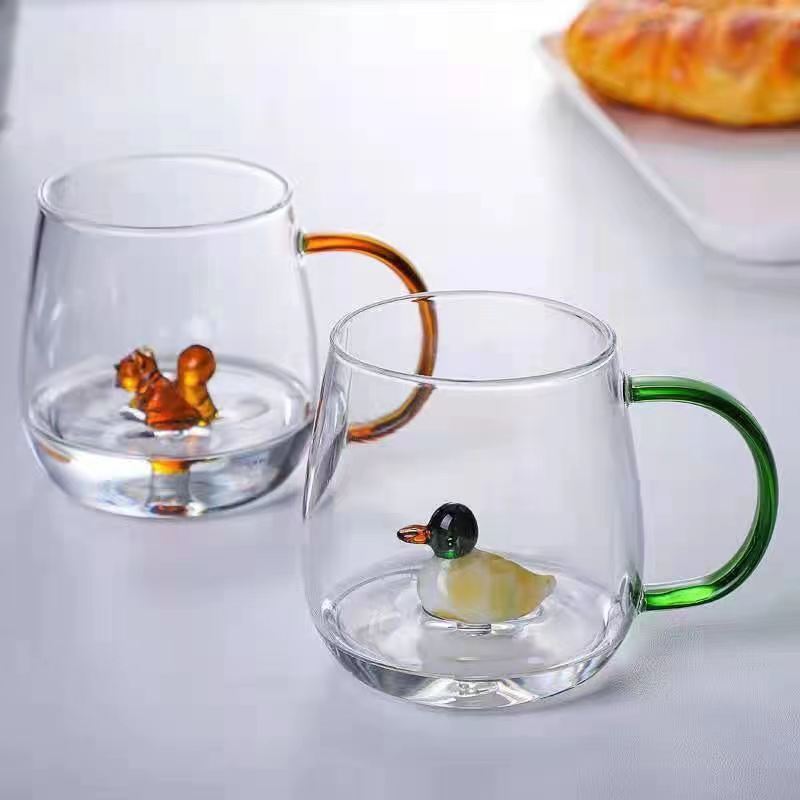 Cartoon animal cup high borosilicate glass household cup