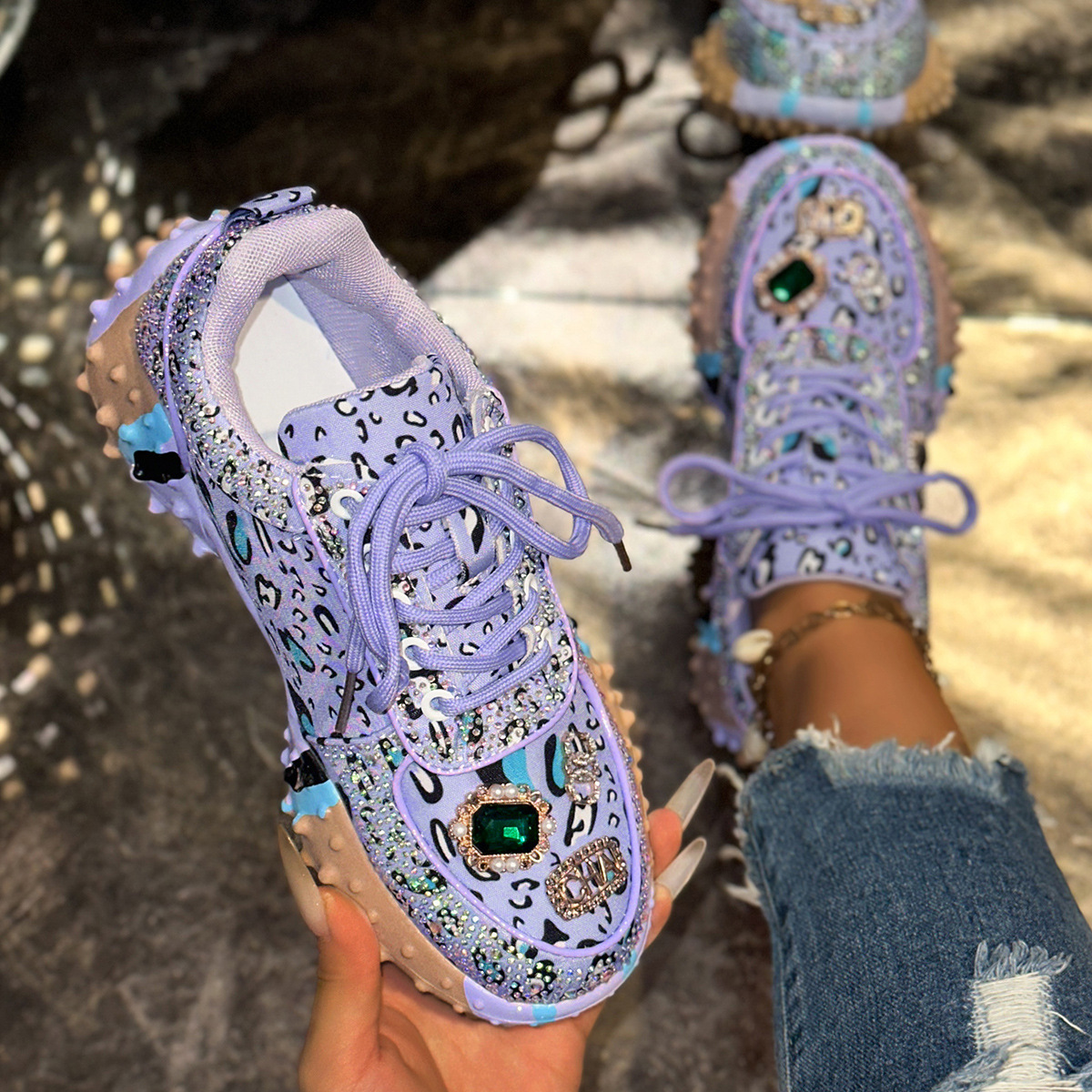 Diamond mesh casual athletic shoes