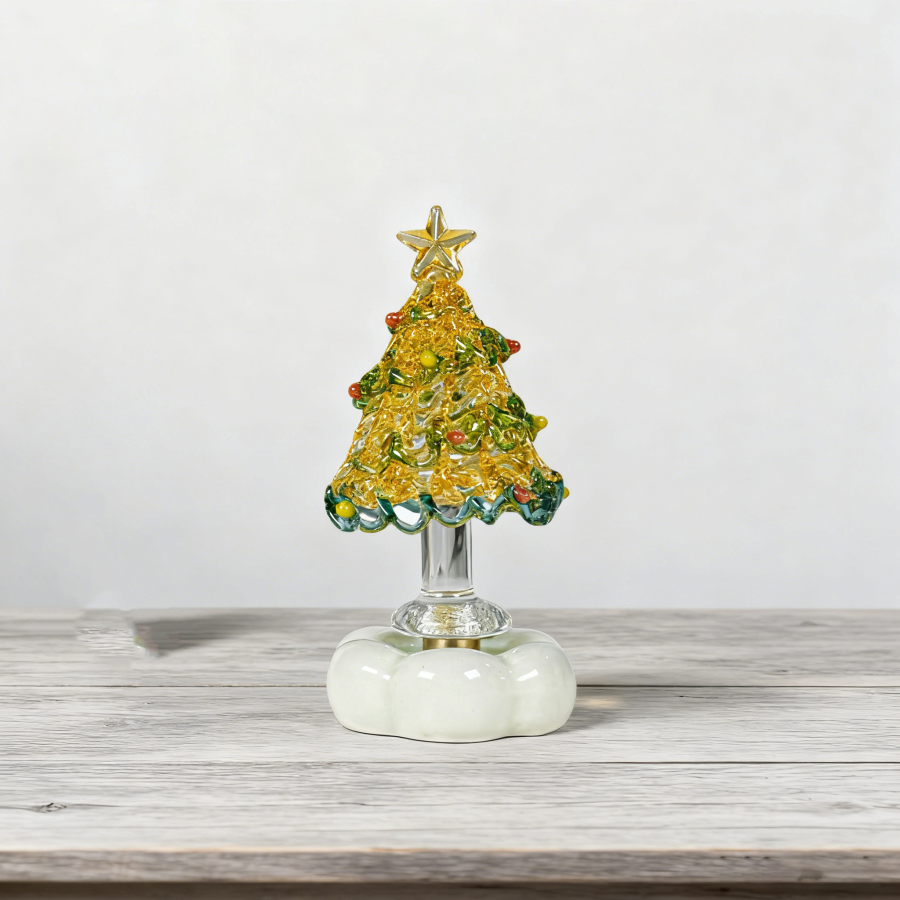 Christmas Tree Handmade Glass Rotating Ornament