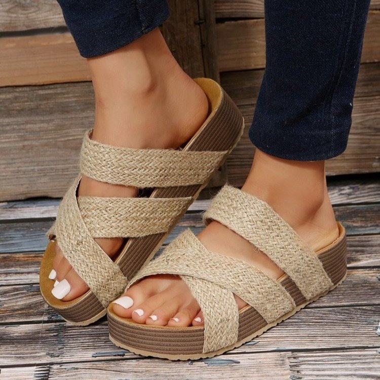 Platform Cross Sandals