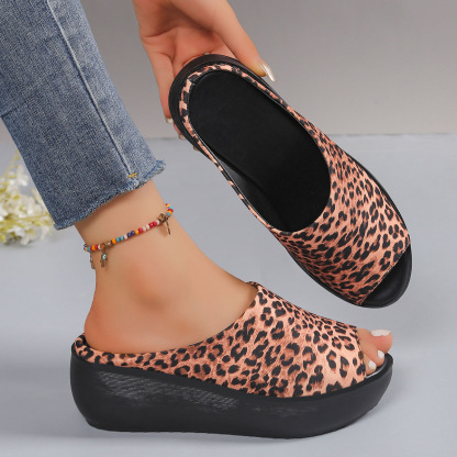 Leopard Print Peep Toe Slippers