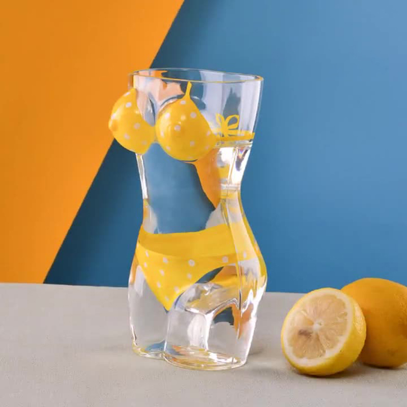 Creative hand-painted female body glass beer mug