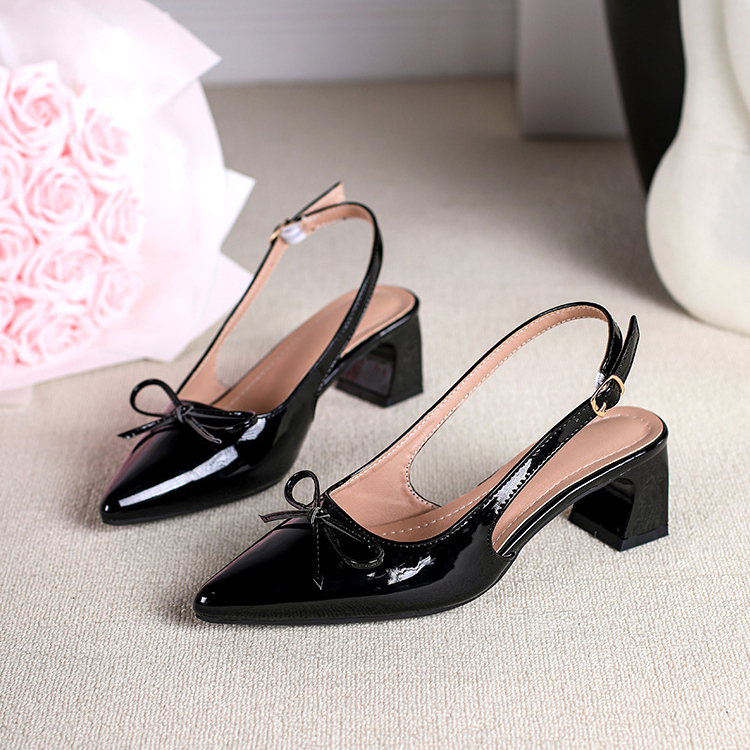 Pointed-toe chunky heel women's shoes