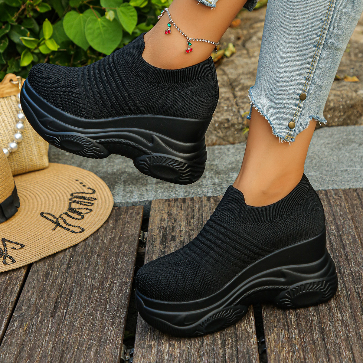 Knitted Platform Casual Shoes