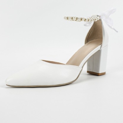 Pearl-strap high heels