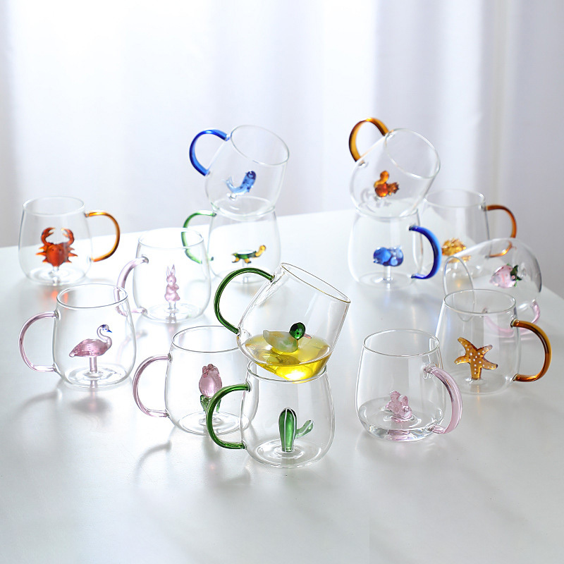 Cartoon animal cup high borosilicate glass household cup