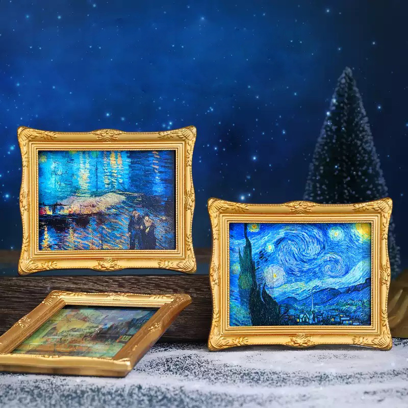 Oil painting starry sky 3D grating refrigerator
