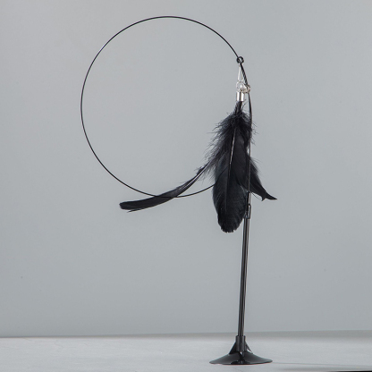 Suction cup steel wire long pole feather cat teaser