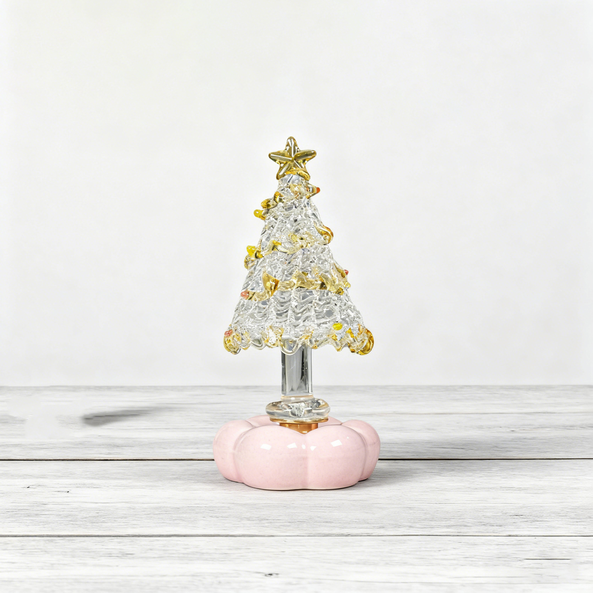 Christmas Tree Handmade Glass Rotating Ornament