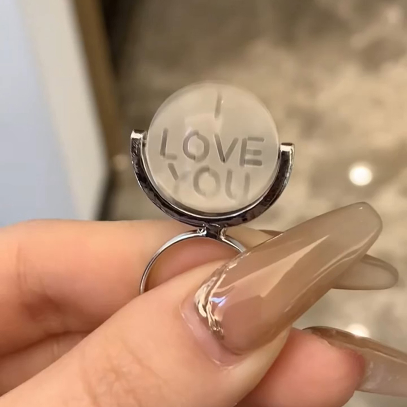 Rotatable I LOVE YOU necklace and ring