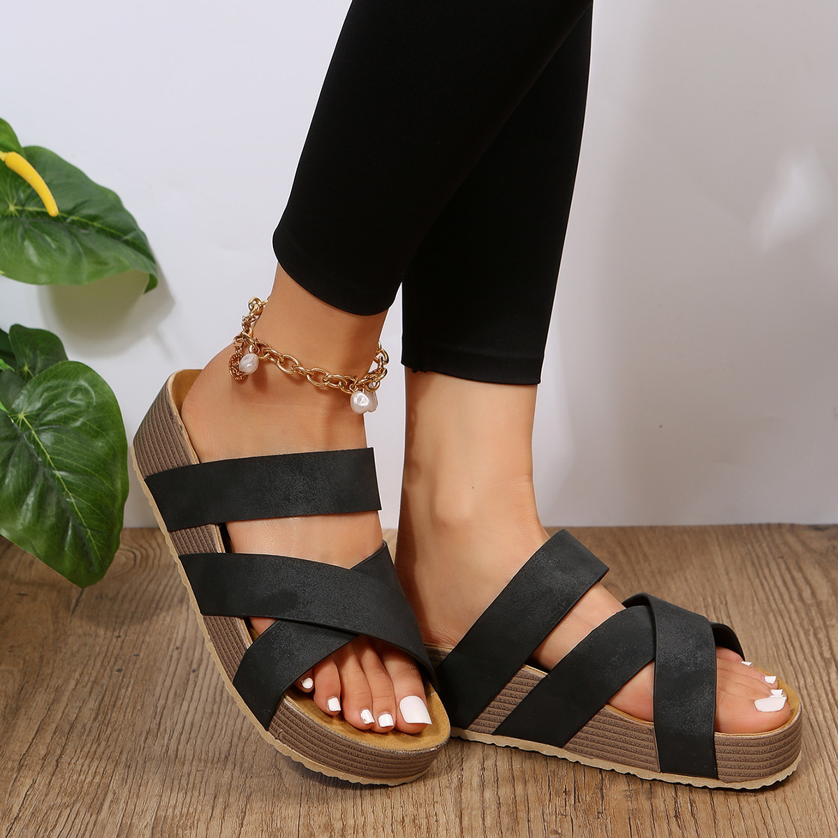 Platform Cross Sandals