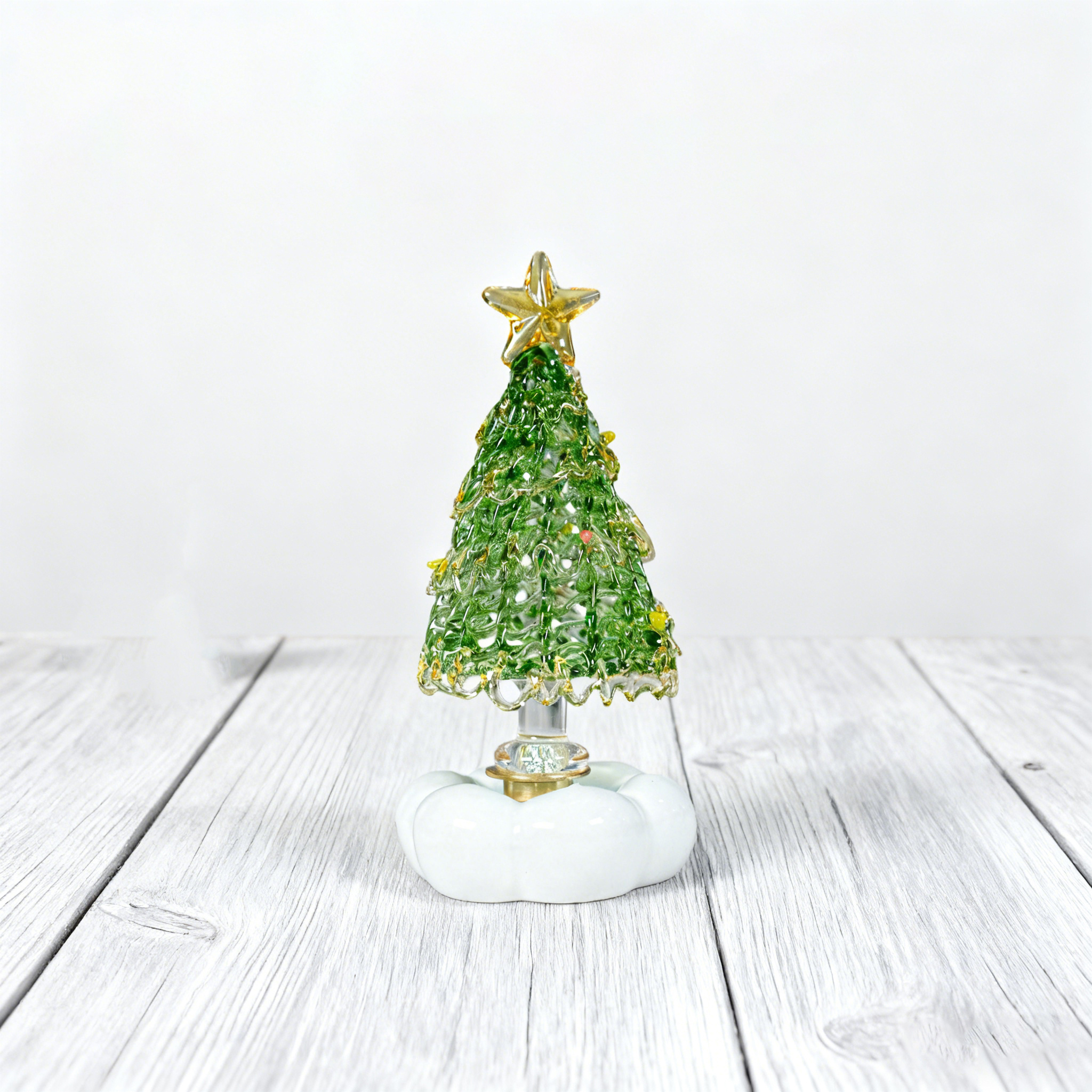 Christmas Tree Handmade Glass Rotating Ornament
