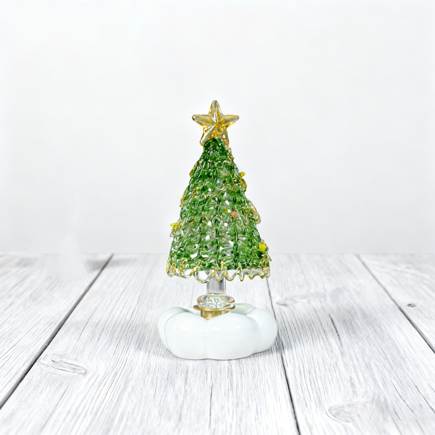 Christmas Tree Handmade Glass Rotating Ornament
