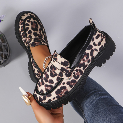 Leopard print suede loafers