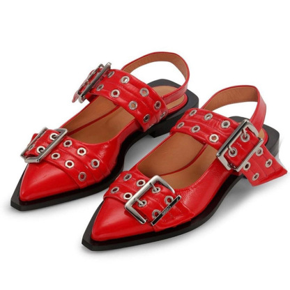 Square-Toe Buckle Riveted Shoes