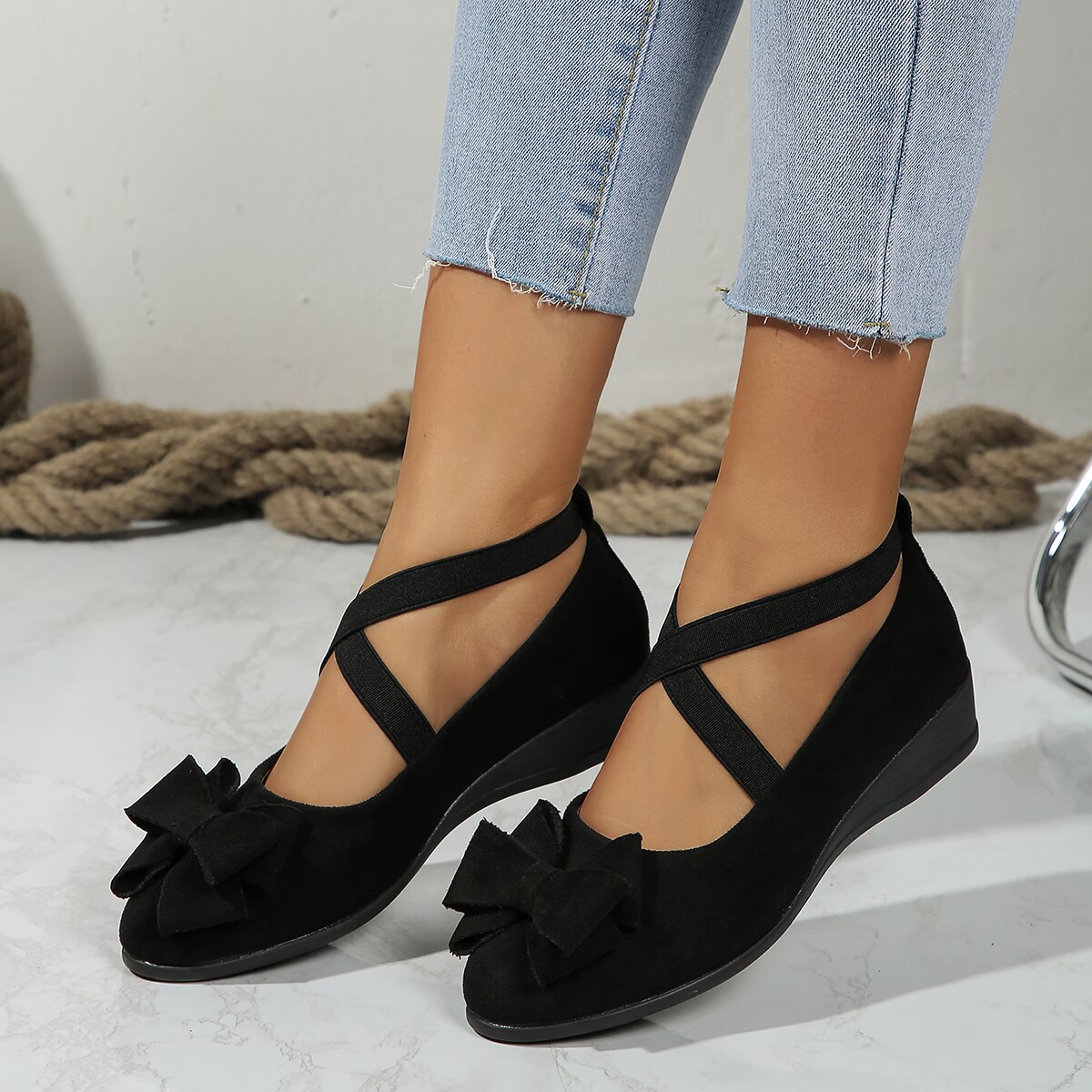 Suede Bow Women's Shoes