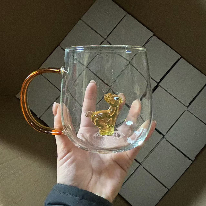 Cartoon animal cup high borosilicate glass household cup
