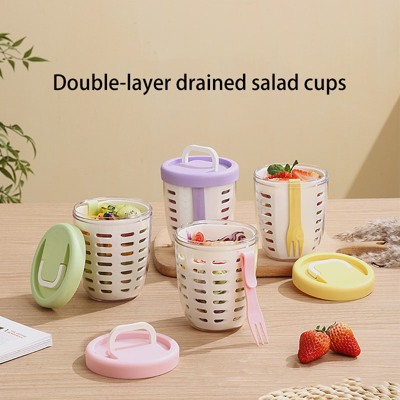 Large Capacity Storage Poke Plastic Cup Sealed Leak-proof Salad Box