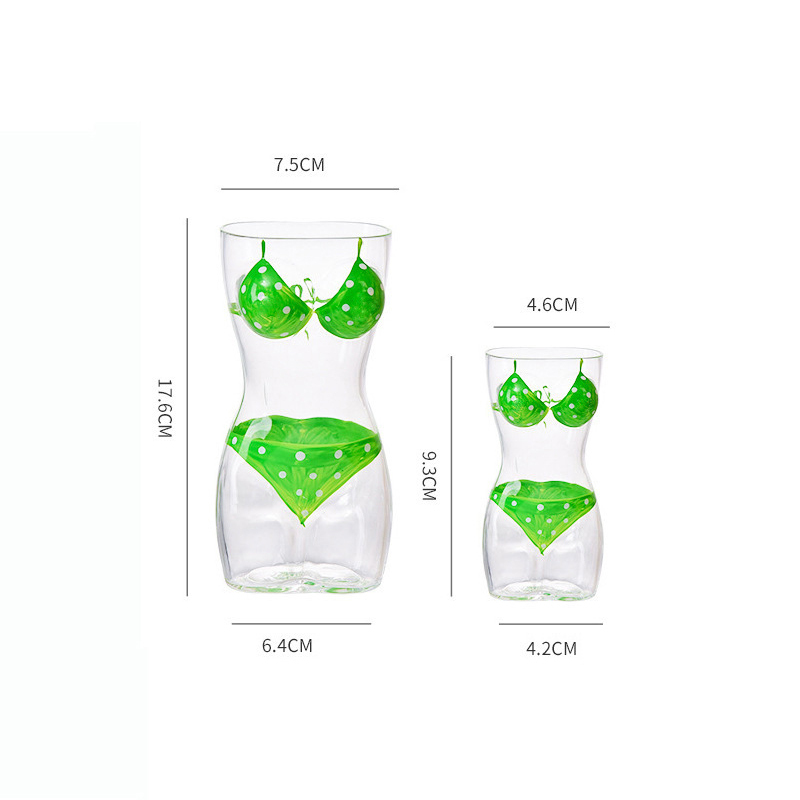 Creative hand-painted female body glass beer mug