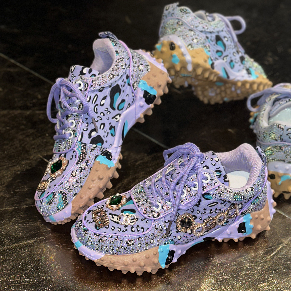 Diamond mesh casual athletic shoes