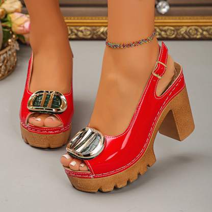 Peep-toe platform chunky heeled sandals