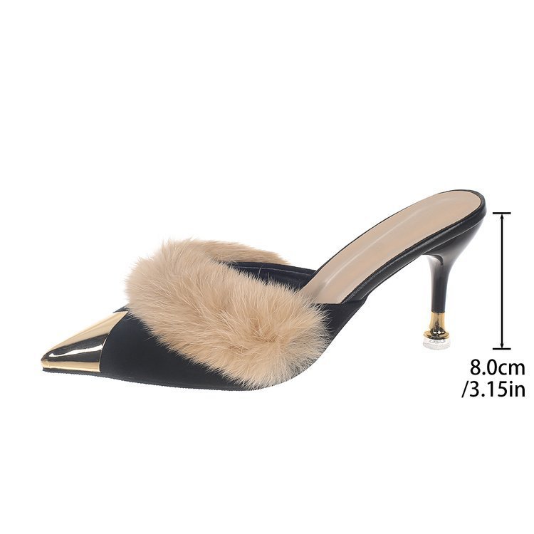Pointed-toe plush women's shoes