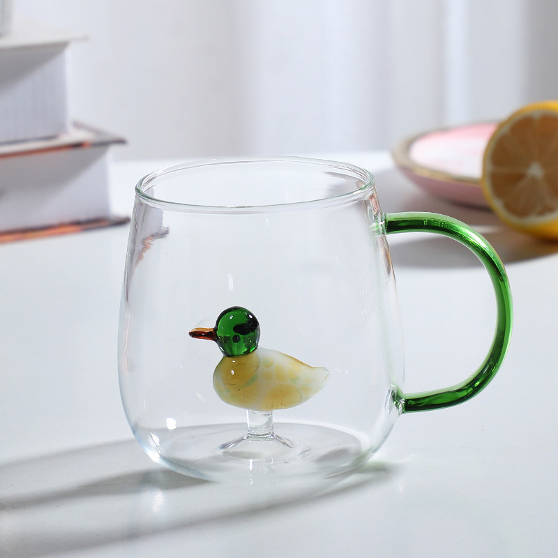 Cartoon animal cup high borosilicate glass household cup