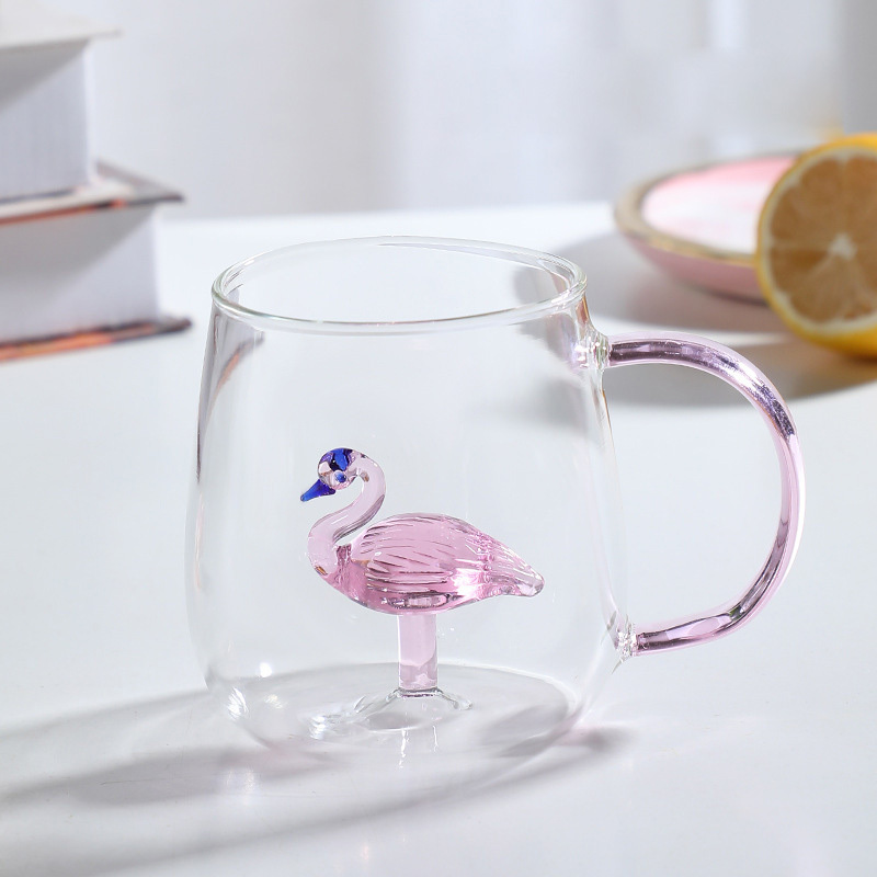 Cartoon animal cup high borosilicate glass household cup