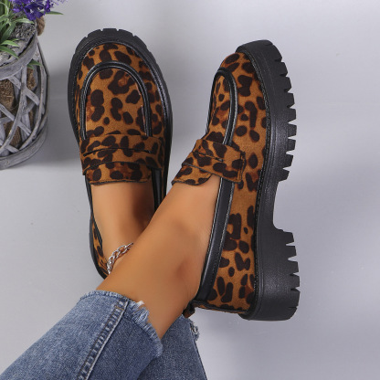 Leopard print suede loafers