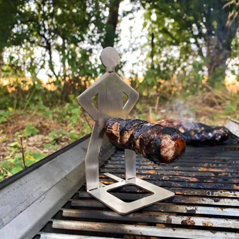 Outdoor human BBQ sausage rack