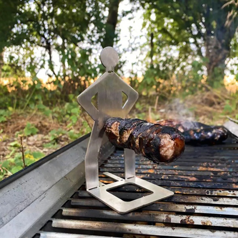 Outdoor human BBQ sausage rack