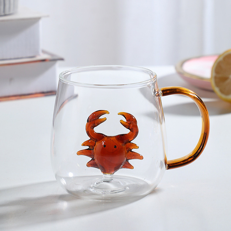 Cartoon animal cup high borosilicate glass household cup