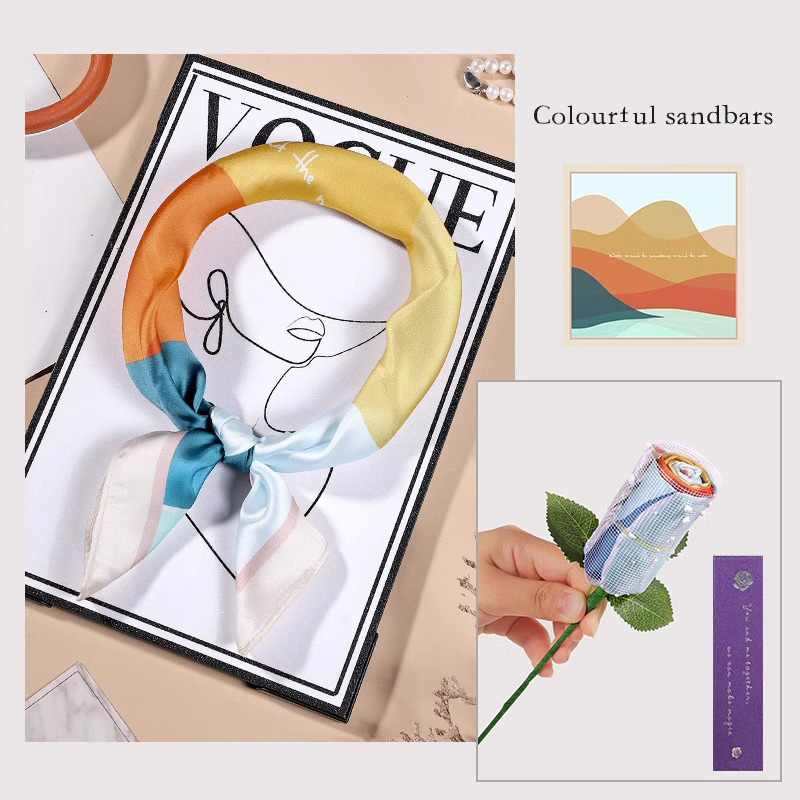 Mother's Day gift silk scarf flower bouquet gift box souvenir